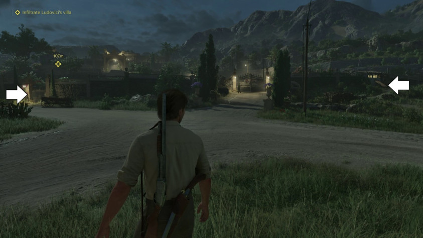 С&amp;nbsp;обеих сторон от&amp;nbsp;центральных ворот есть точки входа. Слева&amp;nbsp;— калитка, которую можно взломать ножом. Справа&amp;nbsp;— участок стены, через который можно перелезть, используя припаркованную снаружи тележку.